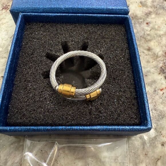 NEW Cable Twisted Open Ring Unisex Adjustable Stainless Steel with Gift … - Picture 2 of 8
